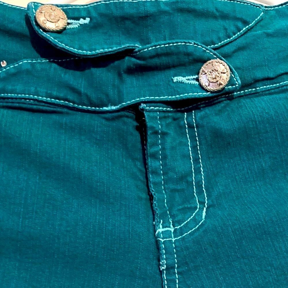 Capellini Women’s Turquoise Stretch Crop Pant Size 7 - Picture 4 of 12